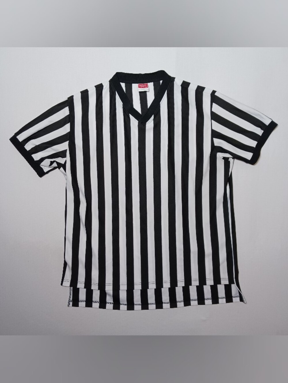 Rawlings Adult Basketball Referee Jersey 2XL Black White Stripes V Neck